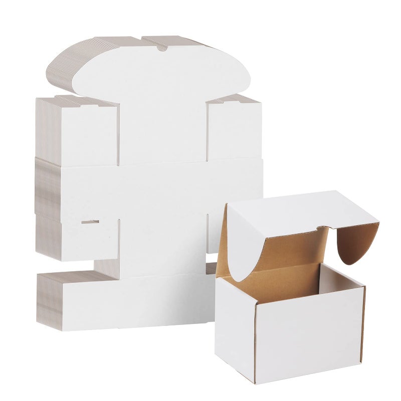 WIFTREY 6x4x4 Shipping Boxes 25 Pack for Small Business  White Small Corrugated Cardboard Boxes for Mailing  Packing  Shipping - Image 1